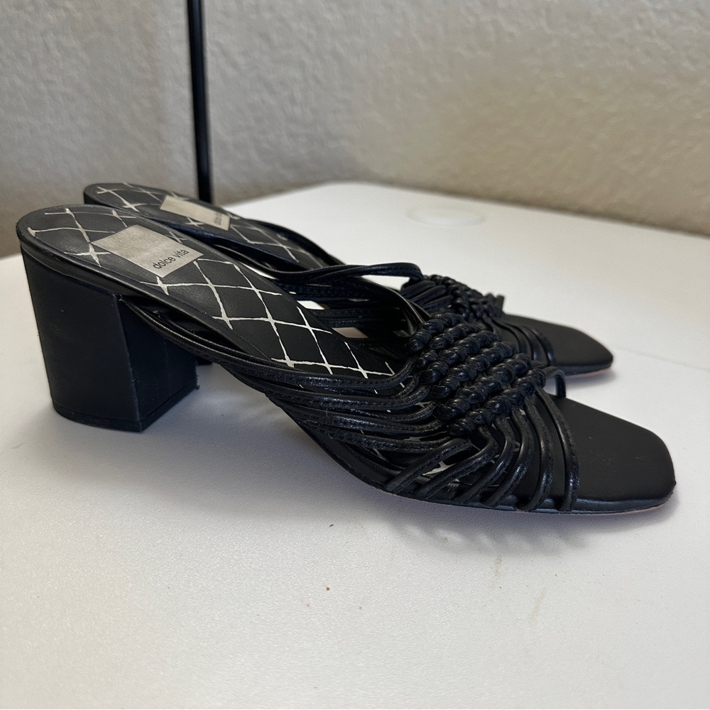 Dolce Vita Black Delana Woven Leather Sandals 7.5 Block Heel - Picture 12 of 12